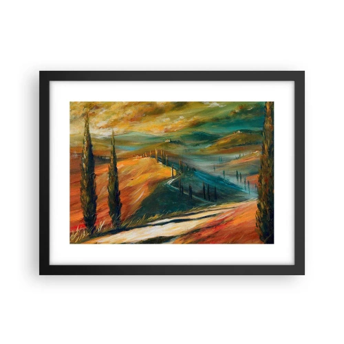 Póster en marco negro - Paisaje toscano - 40x30 cm