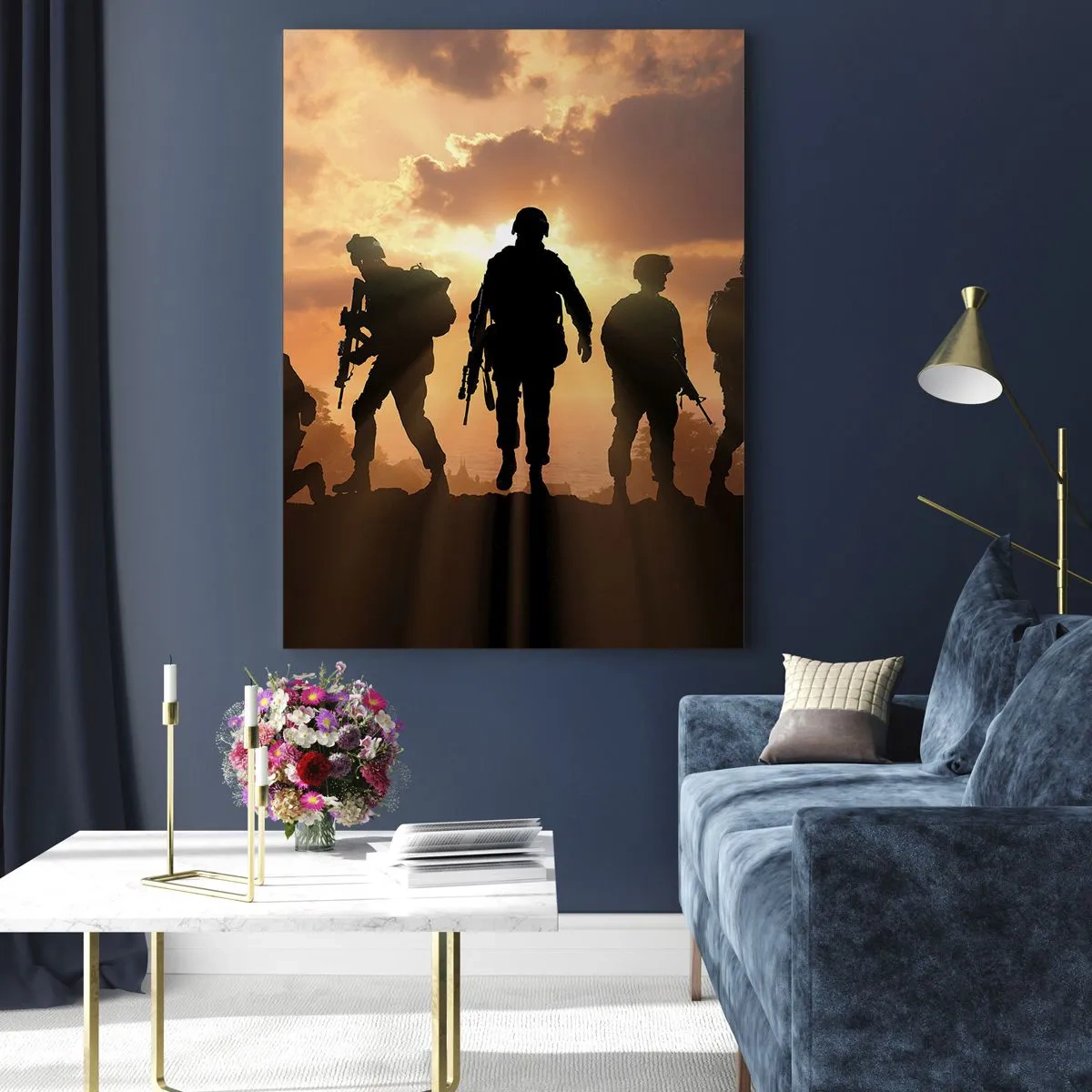 Cuadro sobre vidrio - Impresiones sobre Vidrio - Hermanos de armas - 50x70cm - Hermanos de armas - Decoración de pared moderna para salón y dormitorio ARTTOR