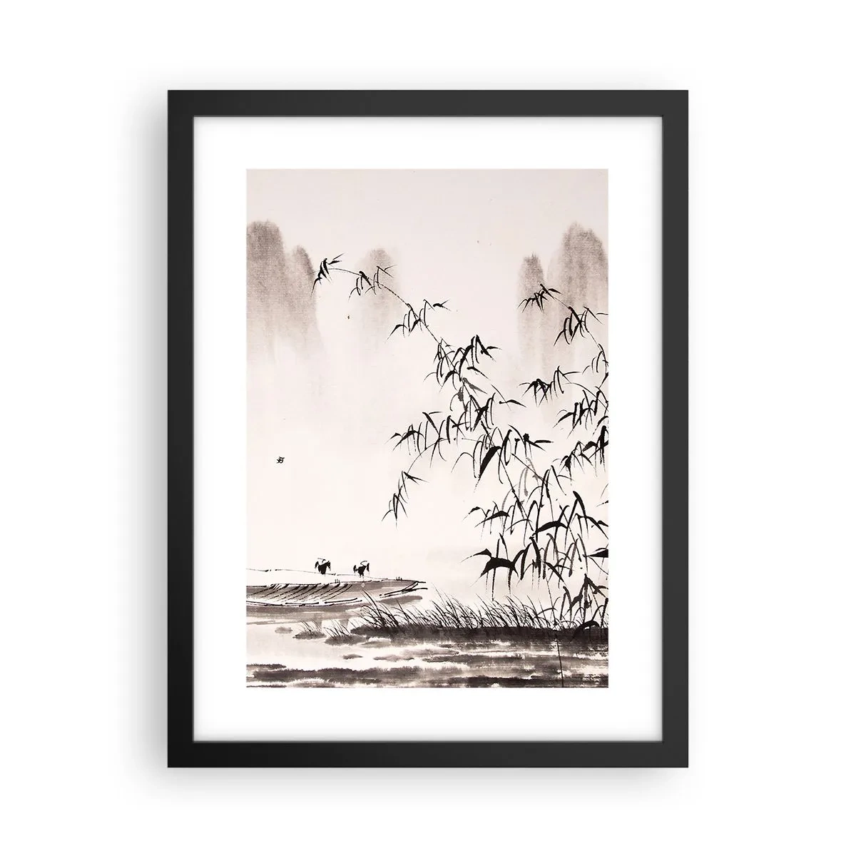 Póster en marco negro - El silencio de los arrozales - 30x40 cm