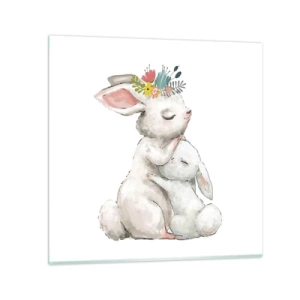 Cuadro sobre vidrio - Impresiones sobre Vidrio - En ningún lugar mejor que con mamá - 40x40 cm