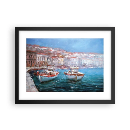Póster en marco negro - Bahía italiana - 40x30 cm