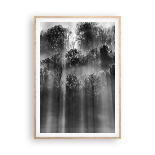 Póster en marco roble claro - En los flujos de luz - 70x100 cm