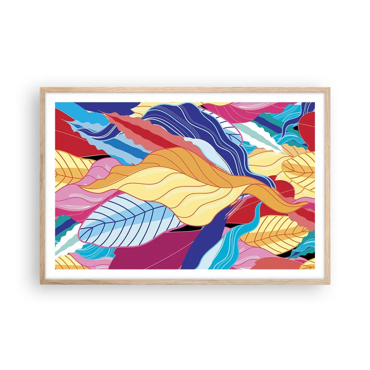 Póster en marco roble claro - Desorden colorido - 91x61 cm