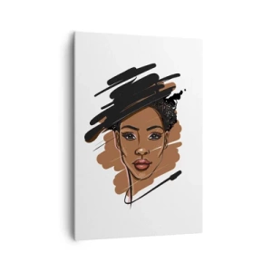 Cuadro sobre lienzo - Impresión de Imagen - Retrato de una mujer con pinceladas artísticas - 70x100cm - Dulce como el chocolate - Decoración de pared moderna para salón y dormitorio ARTTOR