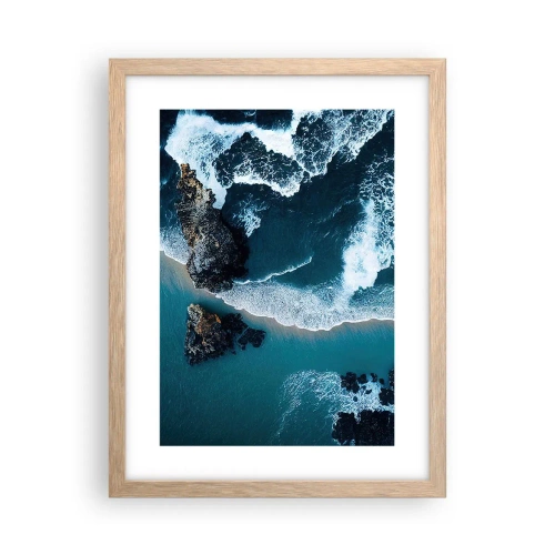 Póster en marco roble claro - Rodeadas por las olas - 30x40 cm