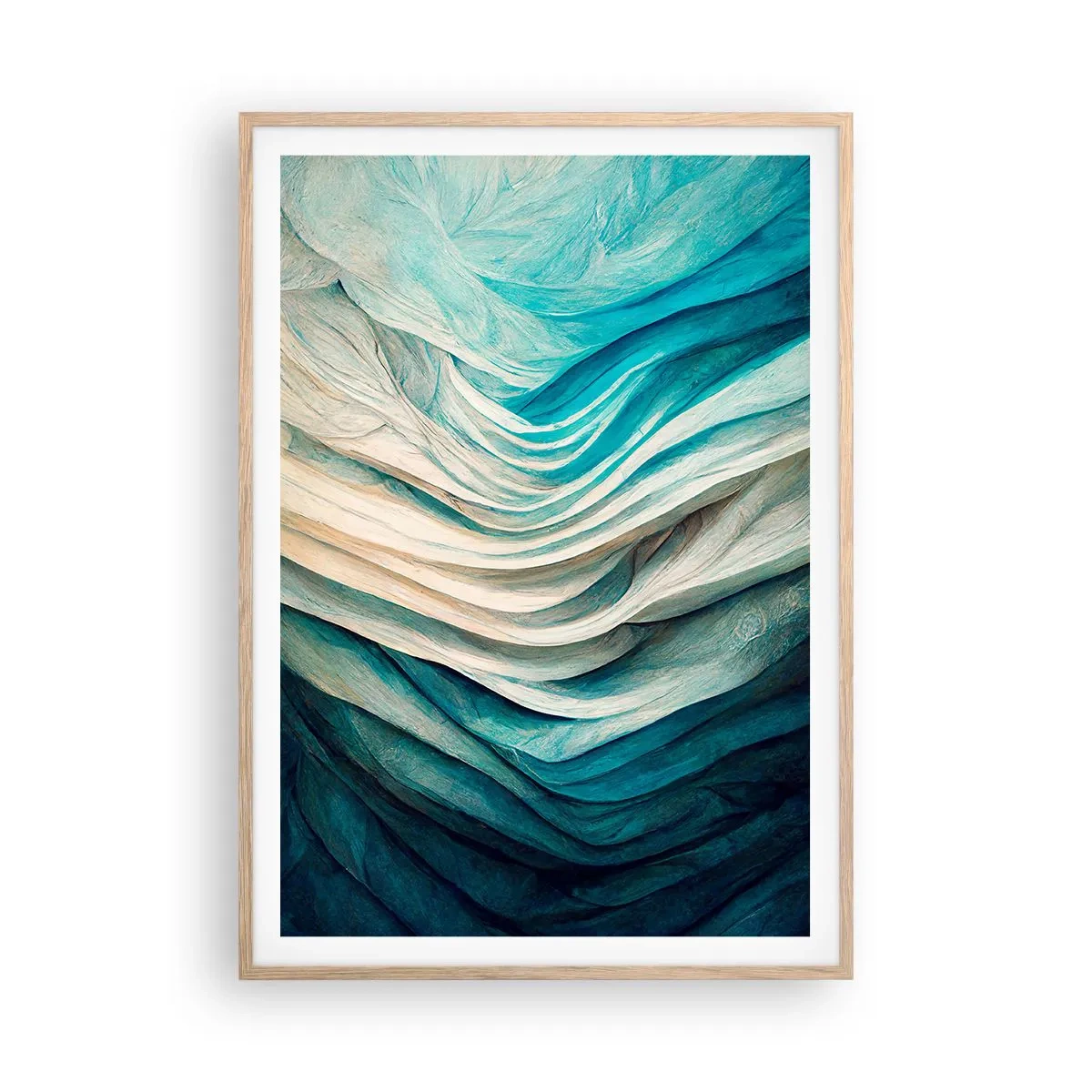 Póster en marco roble claro - Azul insaciable - 70x100 cm
