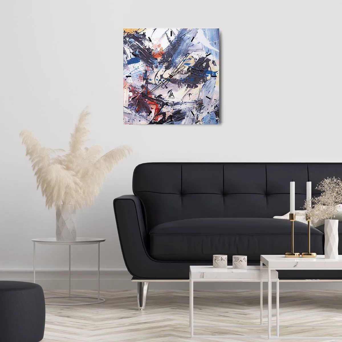 Reloj de pared - Reloj de vidrio - Danza loca de la abstracción - 40x40 cm