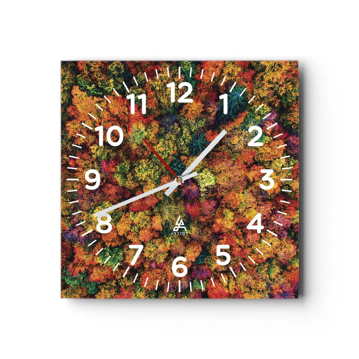Reloj de pared - Reloj de vidrio - Un ramo de árboles otoñales - 30x30 cm
