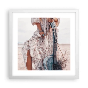 Póster en marco blanco - Una flor en el camino - 40x40 cm