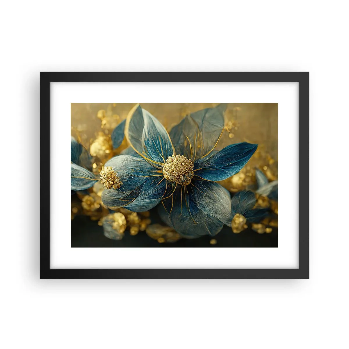 Póster en marco negro - Flor de oro - 40x30 cm