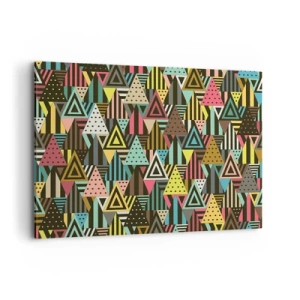 Cuadro sobre lienzo - Impresión de Imagen - Patrón geométrico colorido con triángulos y líneas. - 120x80cm - A ritmo de triángulo - Decoración de pared moderna para salón y dormitorio ARTTOR