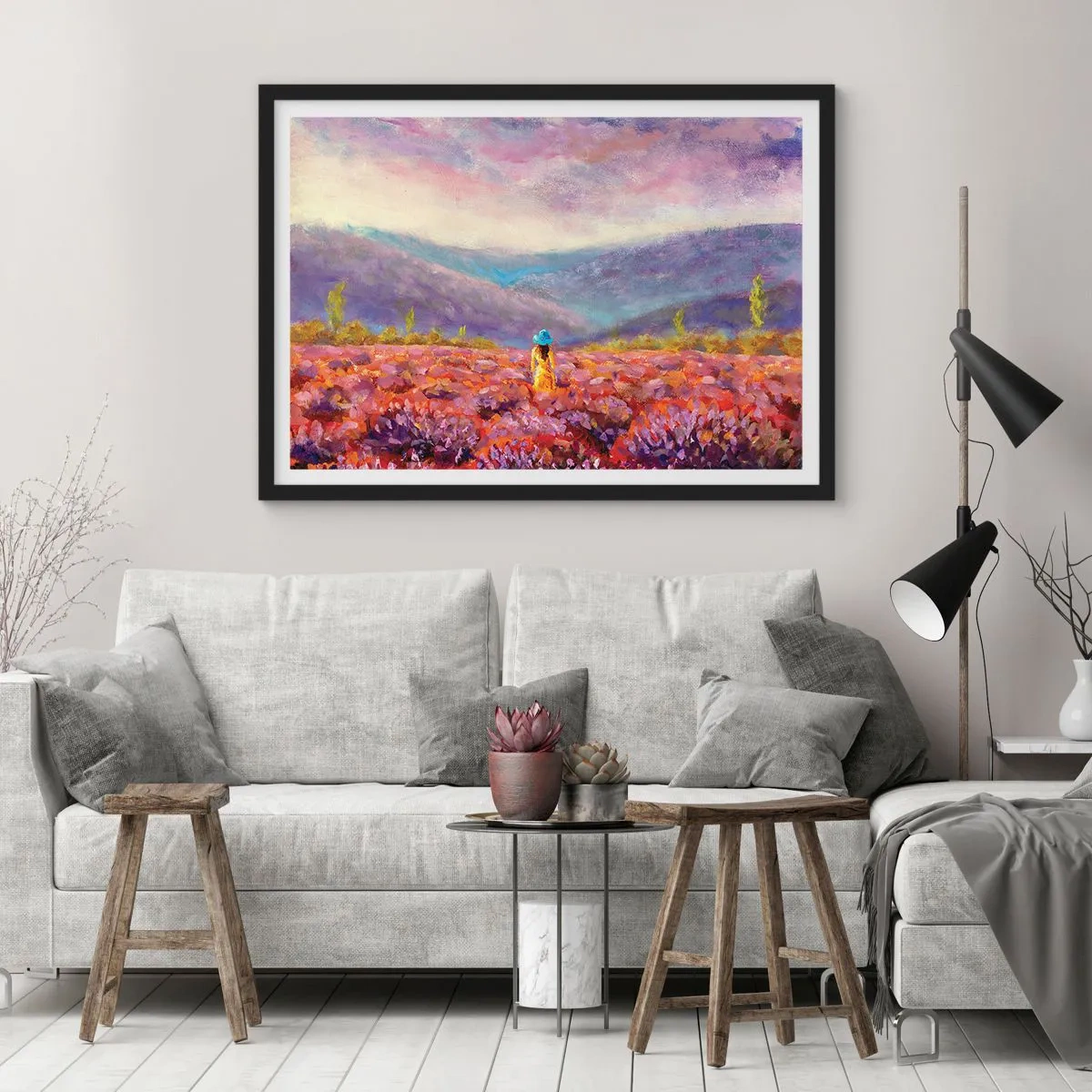Póster en marco negro - En un mundo de lavanda - 50x40 cm
