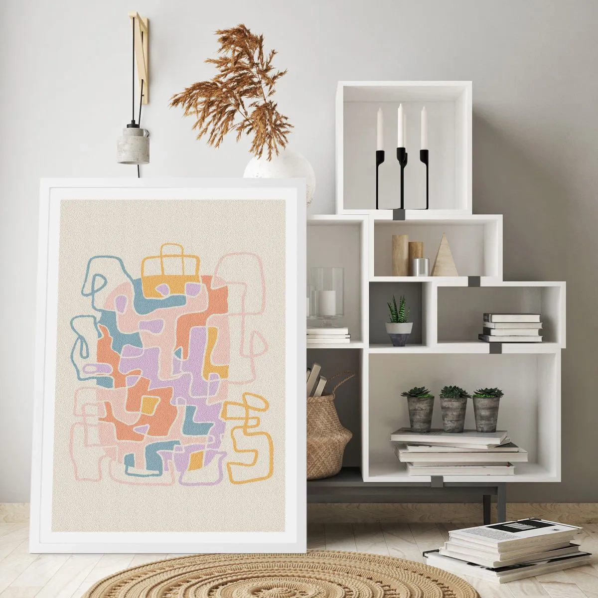 Póster en marco blanco - Laberinto - una alegre aventura - 50x70 cm