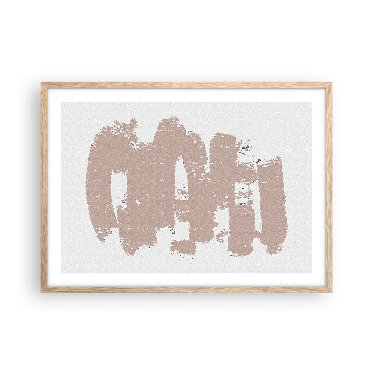 Póster en marco roble claro - Abstracción en rosa suave - 70x50 cm