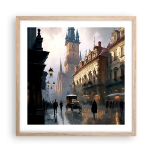Póster en marco roble claro - La magia de una noche de Praga - 50x50 cm