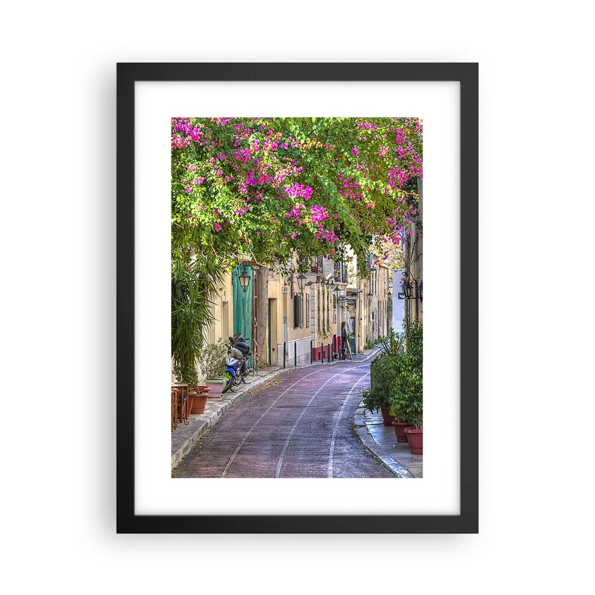 Póster en marco negro - Un callejón floreciente - 30x40 cm