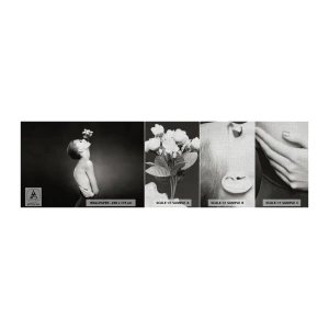 Muestra de fotomural Premium Canvas - Elegancia excéntrica - Cuerpo, flores, Modelo - 100x30 cm
