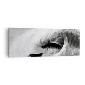 Cuadro sobre lienzo - Impresión de Imagen - Ola oceánica dramática en monocromo - 140x50cm - La ira del océano - Decoración de pared moderna para salón y dormitorio ARTTOR