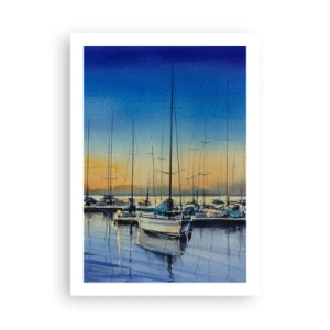 Póster - Una escena pictórica de veleros en un puerto al atardecer. - 50x70cm - El final de un buen día - Decoración de pared moderna para salón y dormitorio ARTTOR