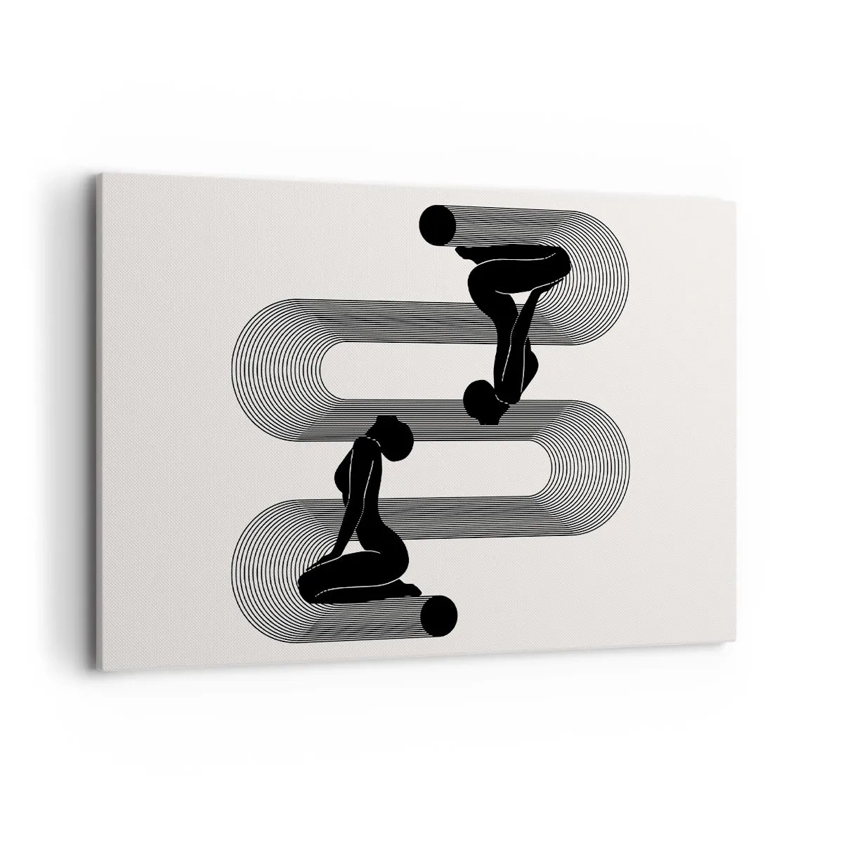 Cuadro sobre lienzo - Impresión de Imagen - Siluetas negras con líneas geométricas sobre un fondo claro - 120x80cm - Simetría sensual - Decoración de pared moderna para salón y dormitorio ARTTOR