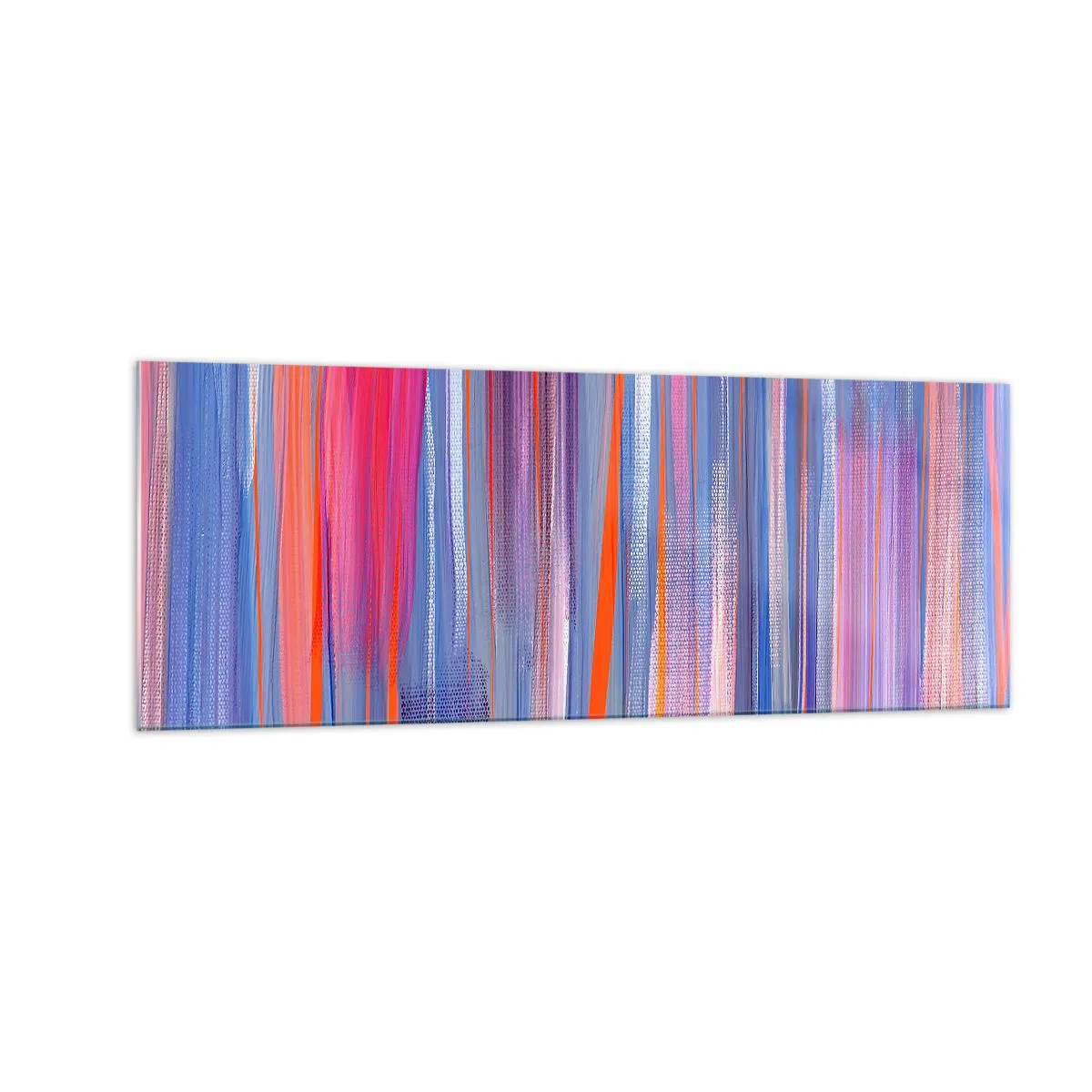 Cuadro sobre vidrio - Impresiones sobre Vidrio - Líneas verticales abstractas en tonos azul y rosa. - 140x50cm - Ascensión - Decoración de pared moderna para salón y dormitorio ARTTOR