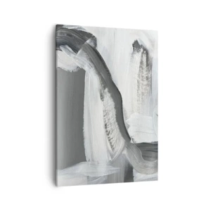 Cuadro sobre lienzo - Impresión de Imagen - Abstracción gris y blanca con líneas dinámicas. - 50x70cm - Con movimientos decididos - Decoración de pared moderna para salón y dormitorio ARTTOR