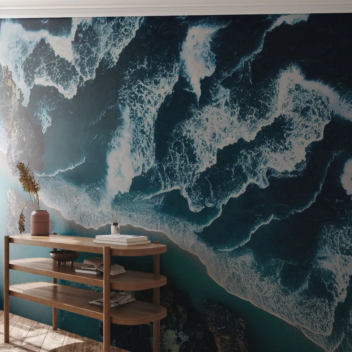 Fotomural Premium Sand - Rodeadas por las olas - Acantilado, Mar, Naturaleza - 250x175 cm