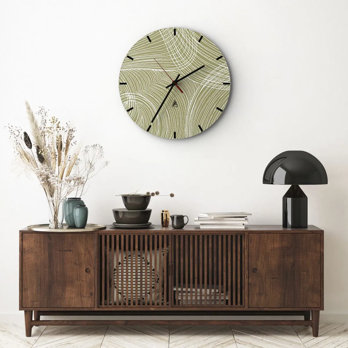Reloj de pared - Reloj de vidrio - Abstracción intrincada en blanco - 40x40 cm
