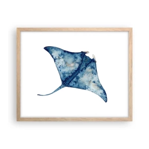 Póster en marco roble claro - La vida en azul - 50x40 cm
