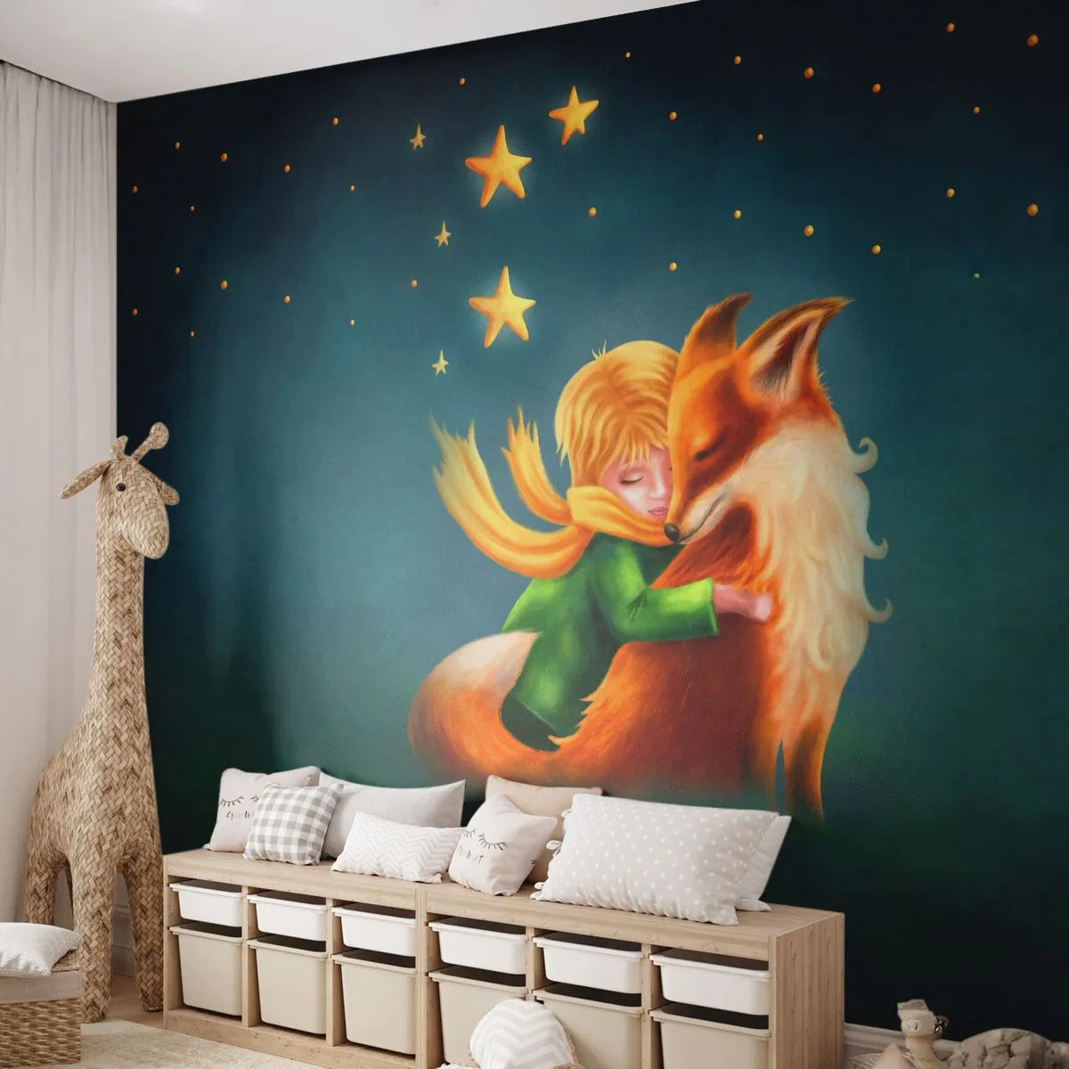 Fotomural Autadhesivo Deluxe Sticker - El Principito - Para niños, Zorro, Chico - 250x175 cm