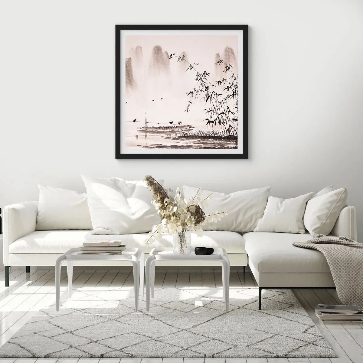 Póster en marco negro - El silencio de los arrozales - 60x60 cm