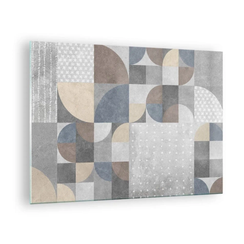 Cuadro sobre vidrio - Impresiones sobre Vidrio - Composición geométrica abstracta con diversas formas y tonalidades de gris. - 70x50cm - Fantasía cerámica - Decoración de pared moderna para salón y dormitorio ARTTOR