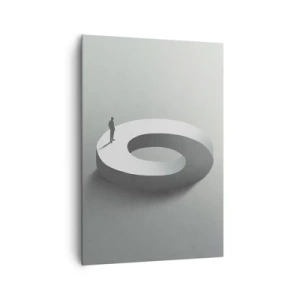 Cuadro sobre lienzo - Impresión de Imagen - Un hombre sobre una estructura gris y abstracta. - 70x100cm - Ser sabio no es una labor sencilla - Decoración de pared moderna para salón y dormitorio ARTTOR