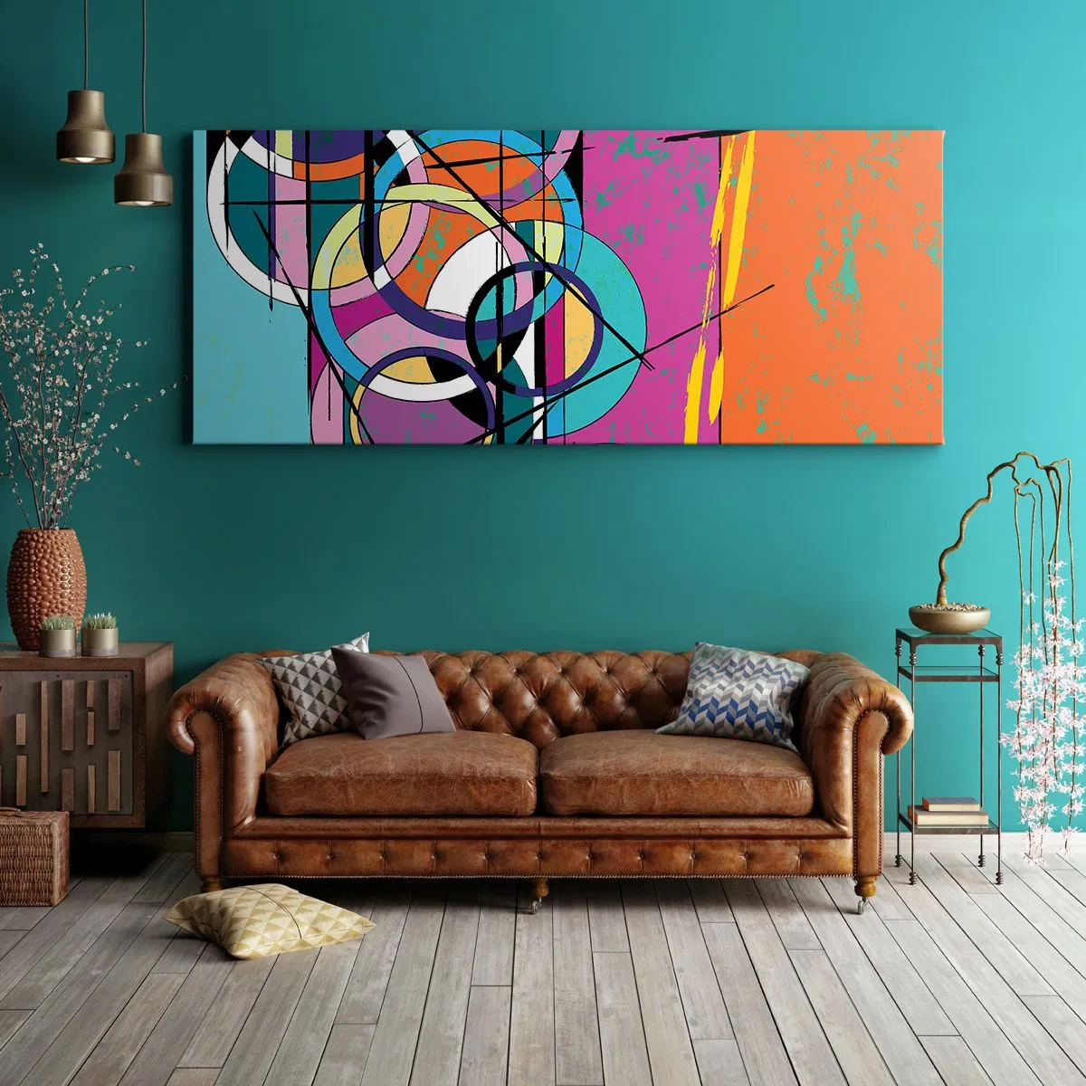 Cuadro sobre lienzo - Impresión de Imagen - Círculo sobre círculo - 100x40 cm