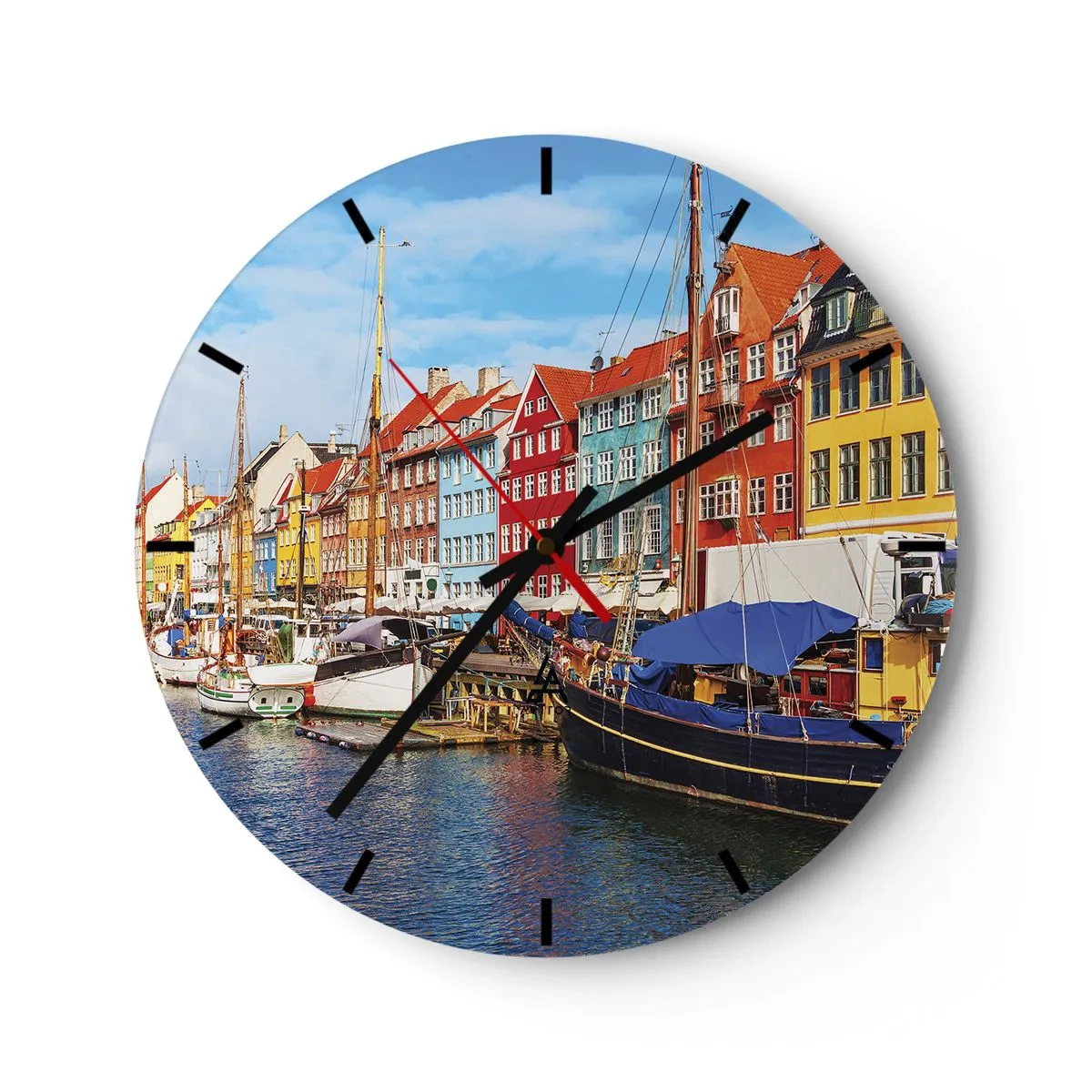 Reloj de pared - Reloj de vidrio - Muelle alegre - 40x40 cm