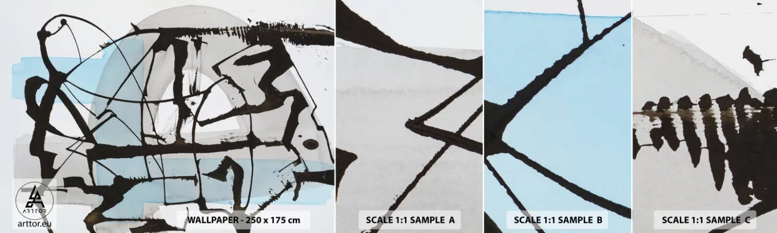 Muestra De Fotomural Standard Eco - Azul a pesar de todo - Abstracción, Pedazo, Caos - 100x30 cm