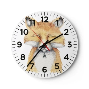 Reloj de pared - Reloj de vidrio - Humor de zorro - 30x30 cm