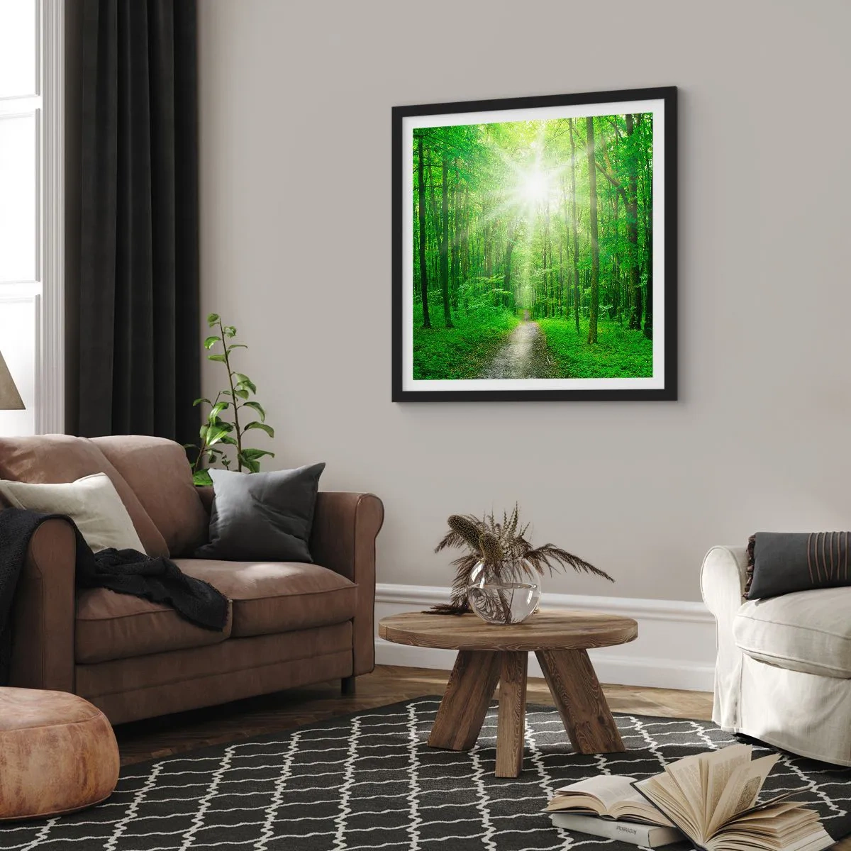 Póster en marco negro - Catedral verde - 30x30 cm