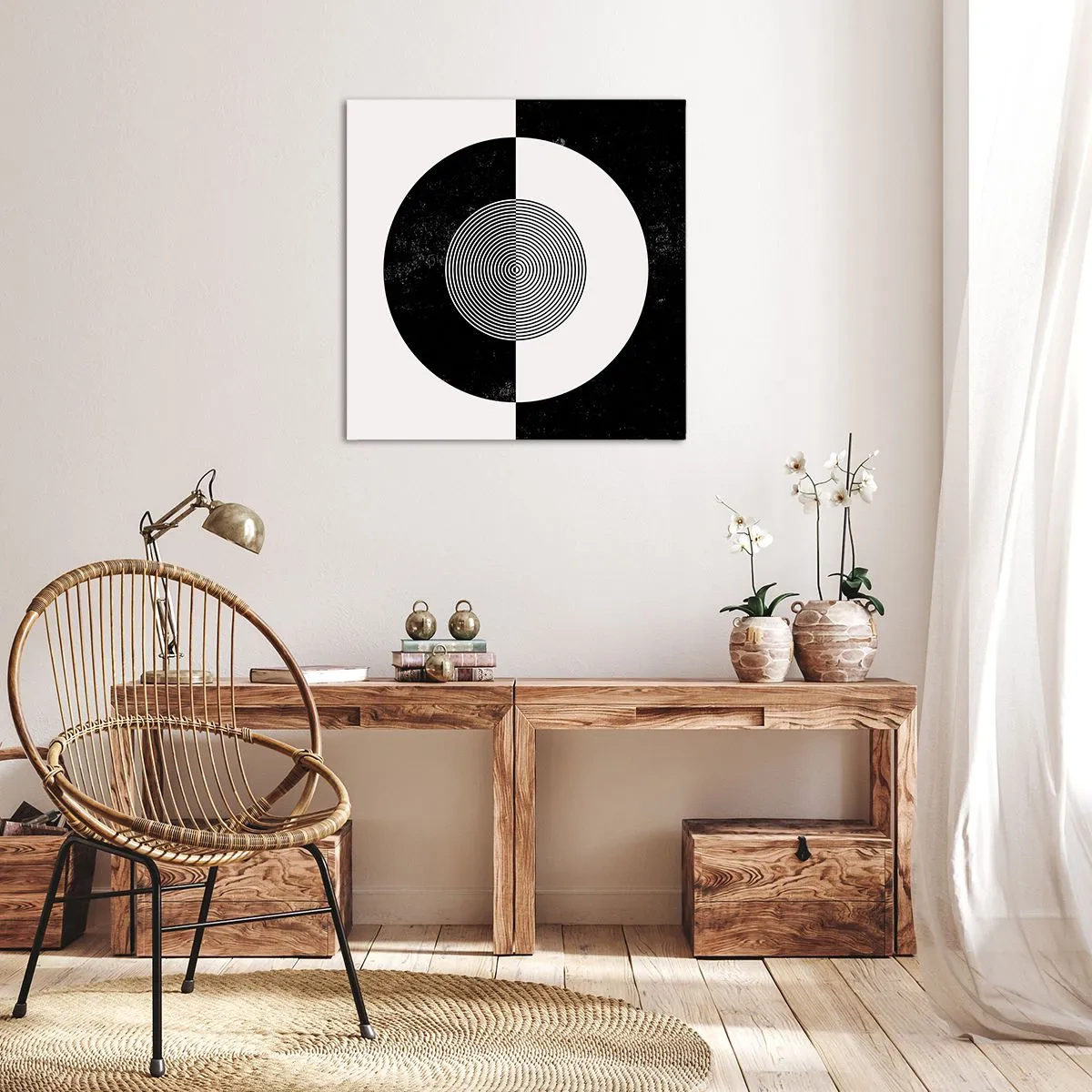 Cuadro sobre lienzo - Impresión de Imagen - Armonía en blanco y negro - 30x30 cm