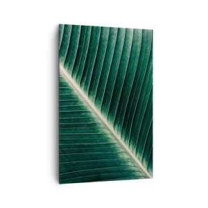 Cuadro sobre lienzo - Impresión de Imagen - Primer plano de la estructura de una hoja verde. - 80x120cm - El ritmo de la naturaleza - Decoración de pared moderna para salón y dormitorio ARTTOR
