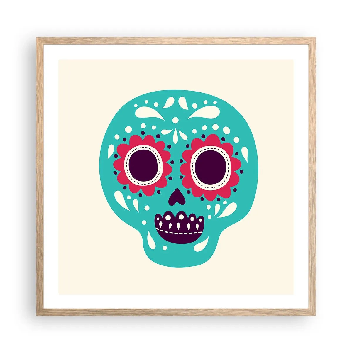 Póster en marco roble claro - La vida: diversión hasta la muerte - 60x60 cm