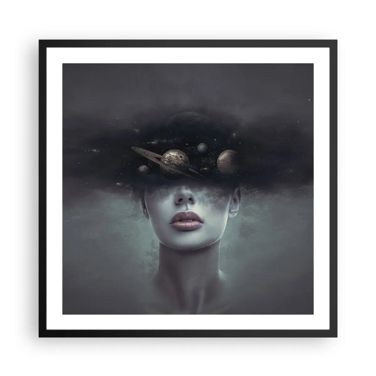 Póster en marco negro - Y los planetas sienten... - 60x60 cm