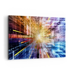 Cuadro sobre lienzo - Impresión de Imagen - Luces dinámicas en un pasillo futurista - 120x80cm - Un pasillo luminoso - Decoración de pared moderna para salón y dormitorio ARTTOR