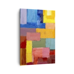 Cuadro sobre lienzo - Impresión de Imagen - Rectángulos abstractos coloridos en diferentes tonos. - 70x100cm - Cada una diferente, todas coloridas - Decoración de pared moderna para salón y dormitorio ARTTOR