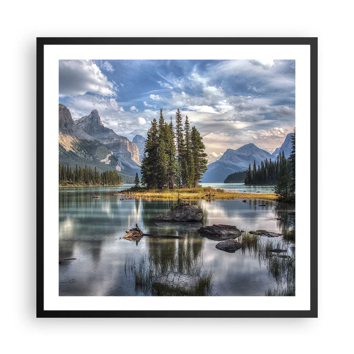 Póster en marco negro - Sobre el agua cristalina... - 60x60 cm
