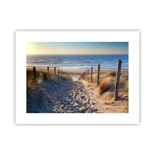 Póster - El sonido del mar, el canto de los pájaros, una playa virgen entre las dunas... - 40x30 cm