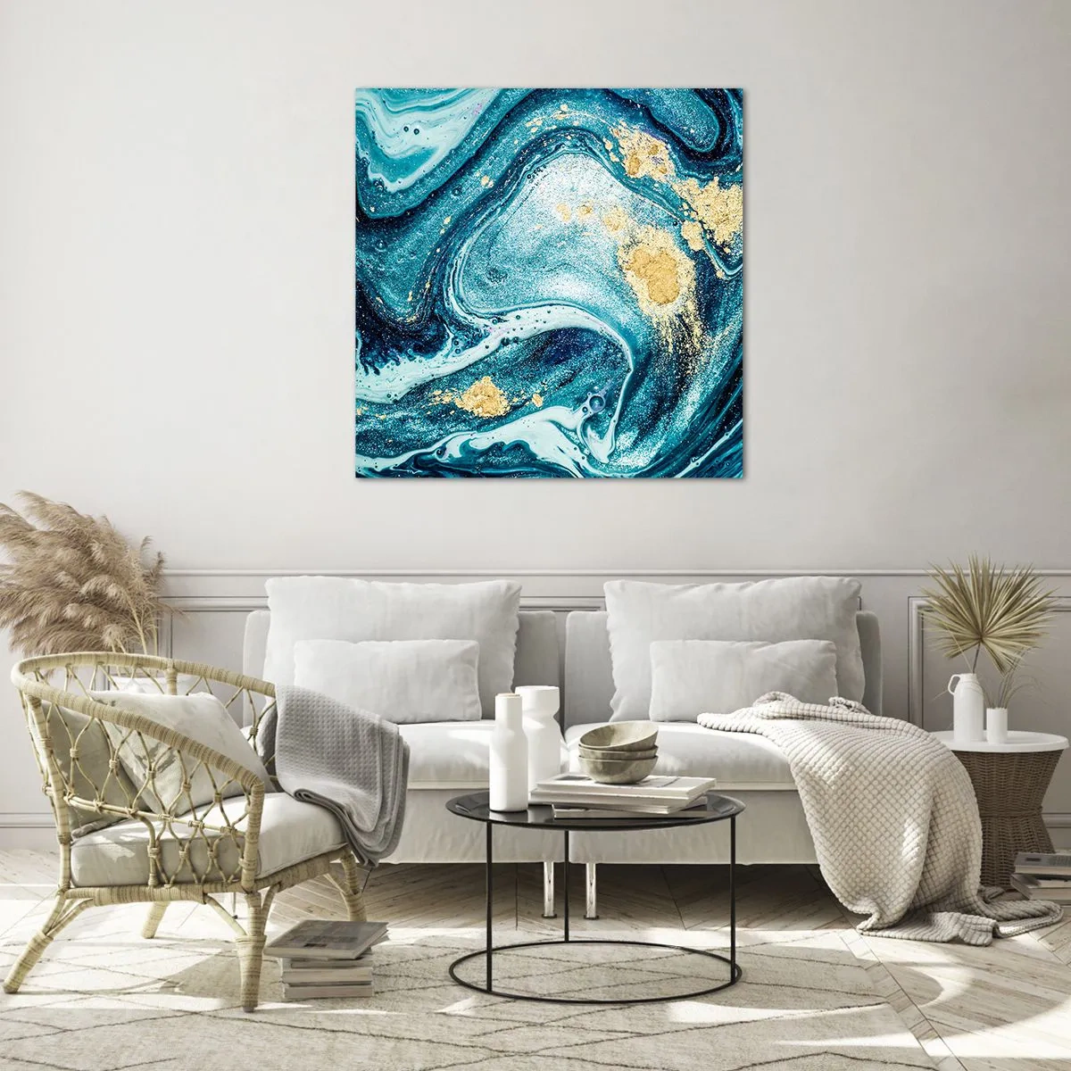 Cuadro sobre vidrio - Impresiones sobre Vidrio - Vórtice azul - 50x50 cm