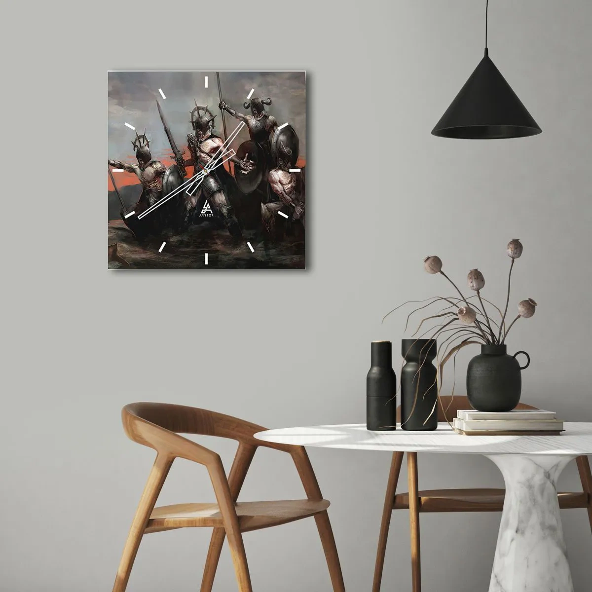 Reloj de pared - Reloj de vidrio - Escudo con escudo - 30x30 cm