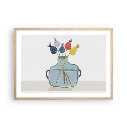Póster en marco roble claro - Como una semilla de amapola - 70x50 cm