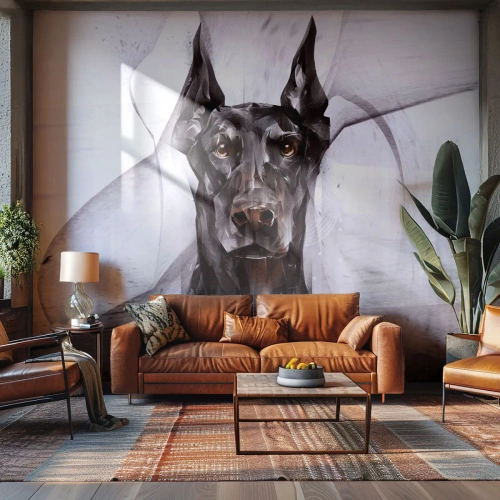 Fotomural Premium Canvas - Retrato abstracto de un perro en un enfoque artístico - 100x70cm - Nacido noble - Decoración de pared moderna para salón y dormitorio ARTTOR